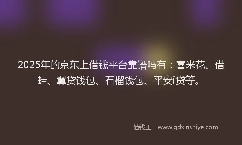2025年的京东上借钱平台靠谱吗有：喜米花、借蛙、翼贷钱包、石榴钱包、平安i贷等。