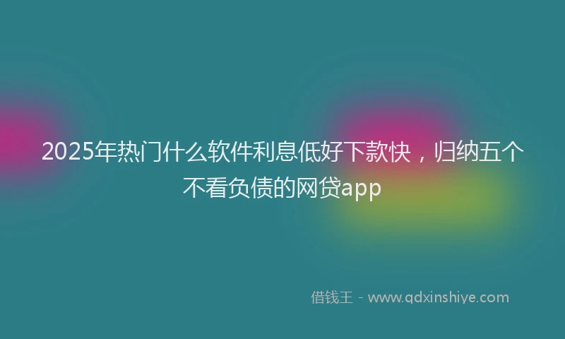 2025年热门什么软件利息低好下款快，归纳五个不看负债的网贷app
