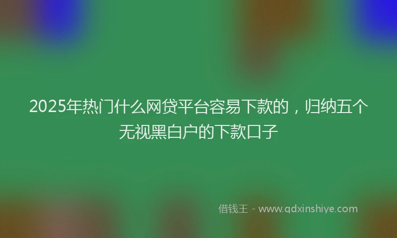 2025年热门什么网贷平台容易下款的，归纳五个无视黑白户的下款口子