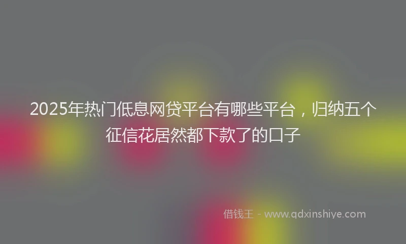 2025年热门低息网贷平台有哪些平台，归纳五个征信花居然都下款了的口子