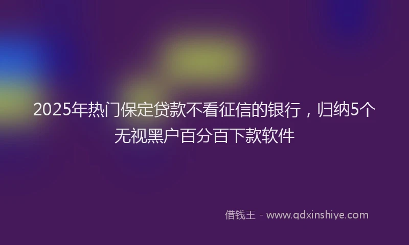 2025年热门保定贷款不看征信的银行，归纳5个无视黑户百分百下款软件