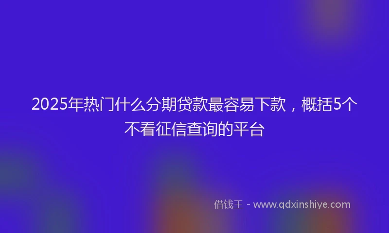 2025年热门什么分期贷款最容易下款，概括5个不看征信查询的平台
