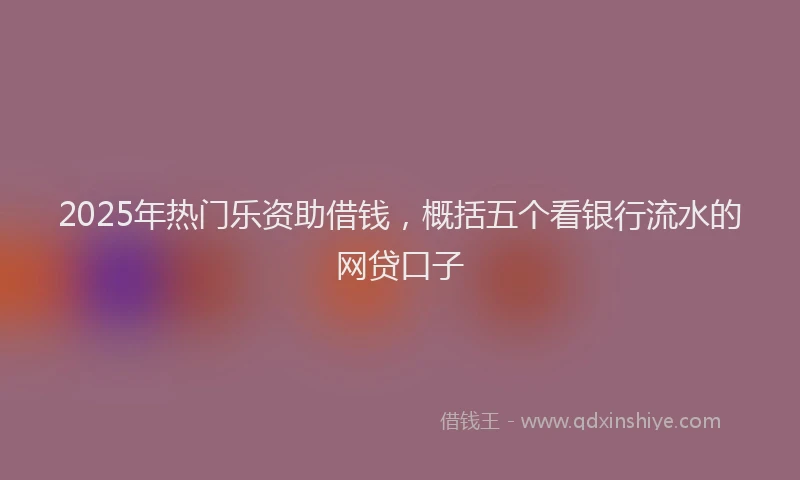 2025年热门乐资助借钱，概括五个看银行流水的网贷口子
