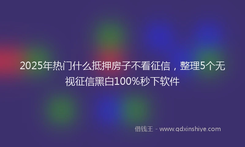 2025年热门什么抵押房子不看征信，整理5个无视征信黑白100%秒下软件
