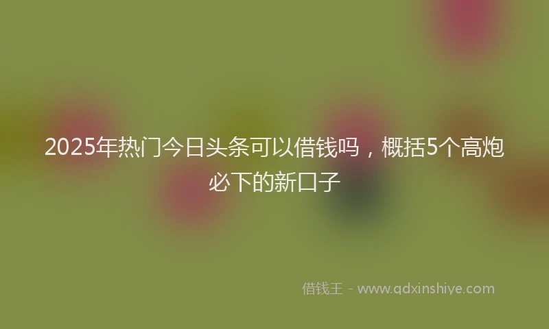 2025年热门今日头条可以借钱吗，概括5个高炮必下的新口子