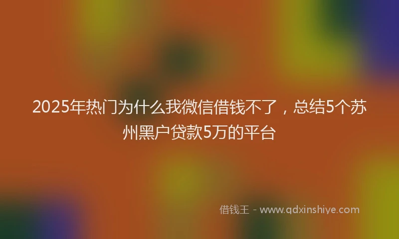 2025年热门为什么我微信借钱不了，总结5个苏州黑户贷款5万的平台