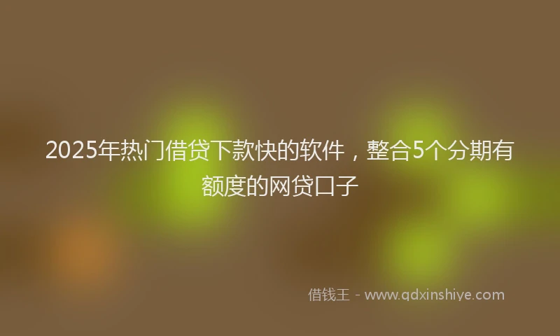 2025年热门借贷下款快的软件，整合5个分期有额度的网贷口子