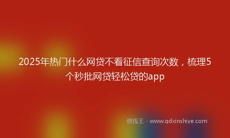 2025年热门什么网贷不看征信查询次数，梳理5个秒批网贷轻松贷的app