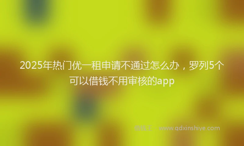 2025年热门优一租申请不通过怎么办，罗列5个可以借钱不用审核的app