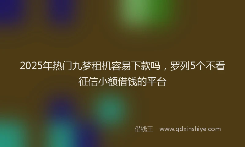 2025年热门九梦租机容易下款吗，罗列5个不看征信小额借钱的平台