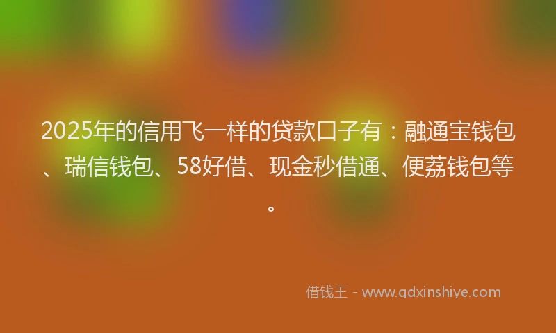 2025年的信用飞一样的贷款口子有：融通宝钱包、瑞信钱包、58好借、现金秒借通、便荔钱包等。