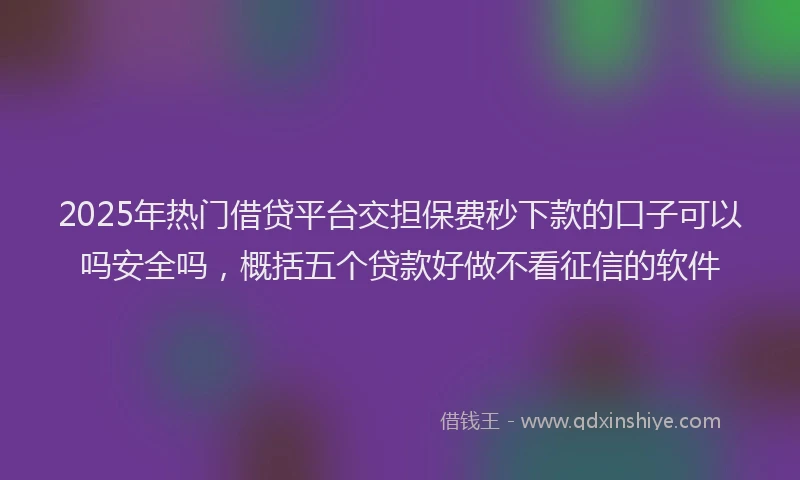 2025年热门借贷平台交担保费秒下款的口子可以吗安全吗，概括五个贷款好做不看征信的软件