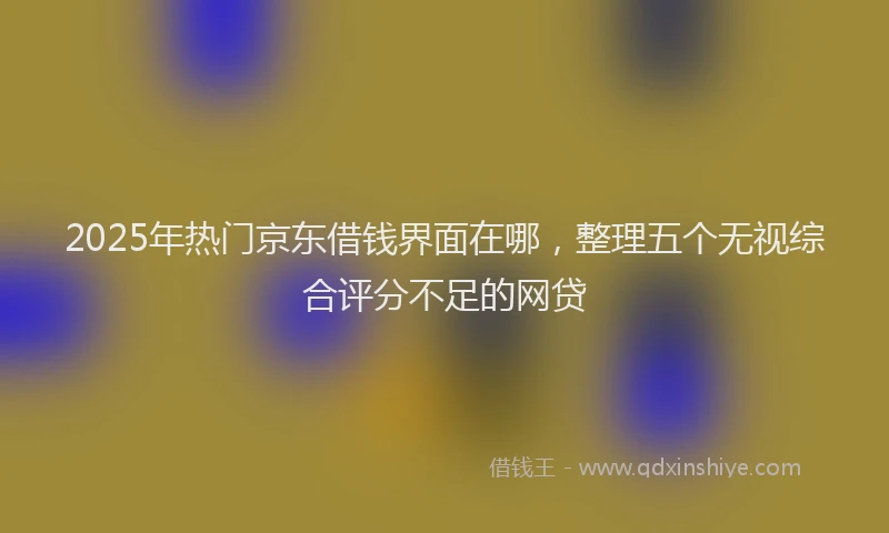 2025年热门京东借钱界面在哪，整理五个无视综合评分不足的网贷