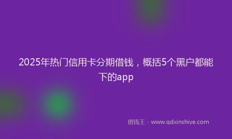 2025年热门信用卡分期借钱，概括5个黑户都能下的app