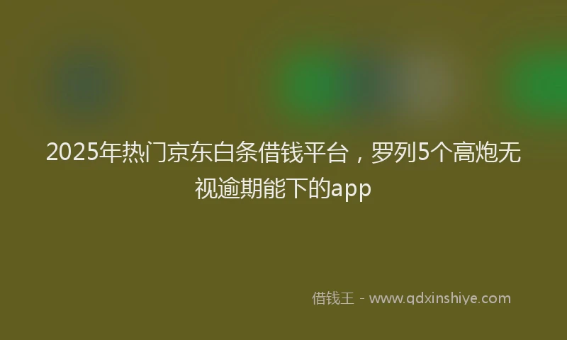 2025年热门京东白条借钱平台，罗列5个高炮无视逾期能下的app