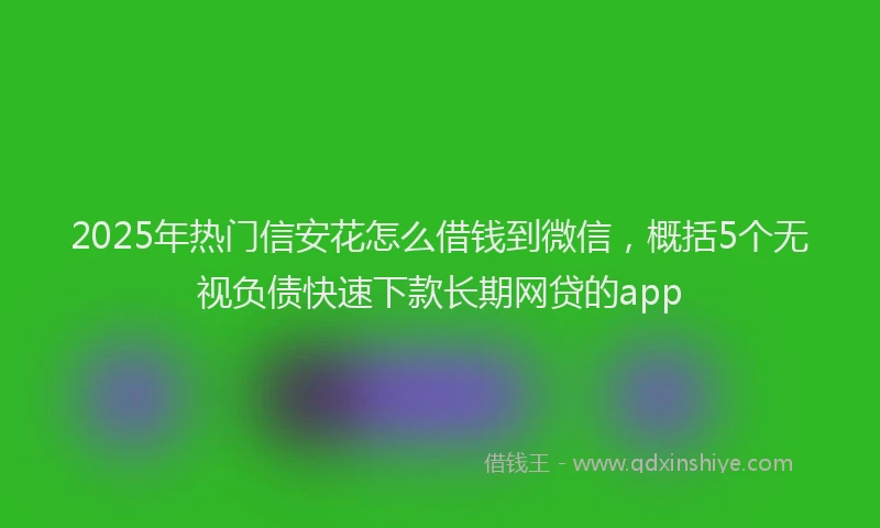 2025年热门信安花怎么借钱到微信，概括5个无视负债快速下款长期网贷的app