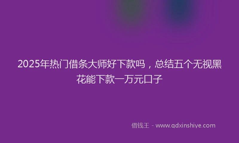 2025年热门借条大师好下款吗，总结五个无视黑花能下款一万元口子