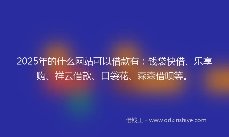 2025年的什么网站可以借款有：钱袋快借、乐享购、祥云借款、口袋花、森森借呗等。