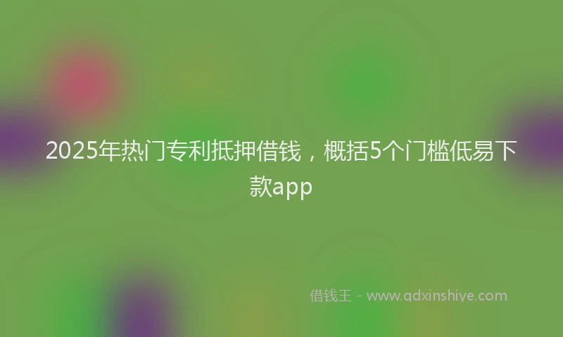 2025年热门专利抵押借钱，概括5个门槛低易下款app