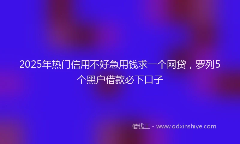 2025年热门信用不好急用钱求一个网贷，罗列5个黑户借款必下口子