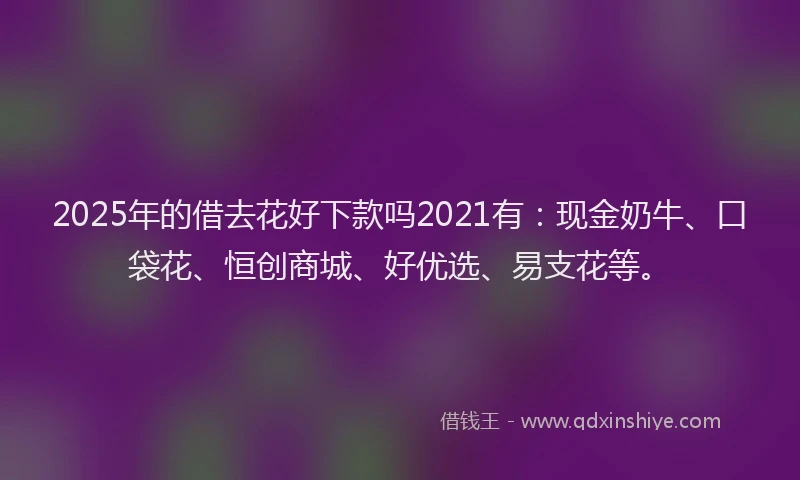 2025年的借去花好下款吗2021有：现金奶牛、口袋花、恒创商城、好优选、易支花等。