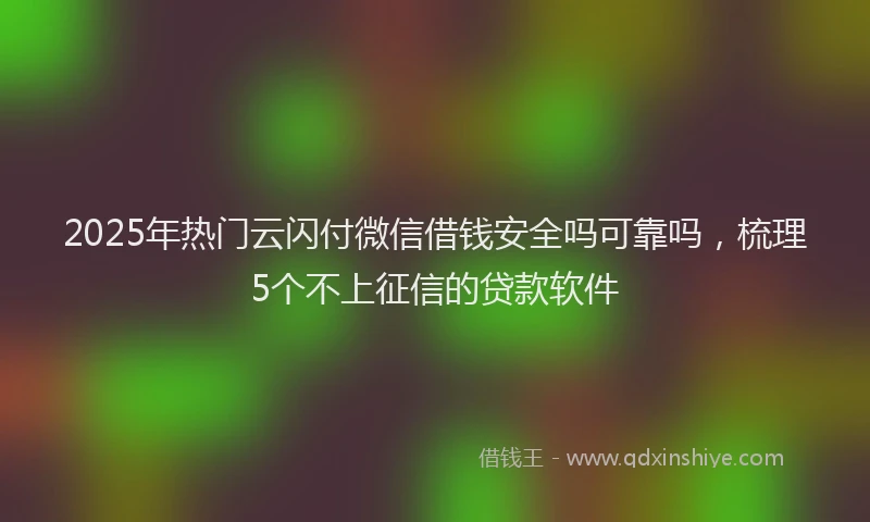 2025年热门云闪付微信借钱安全吗可靠吗，梳理5个不上征信的贷款软件