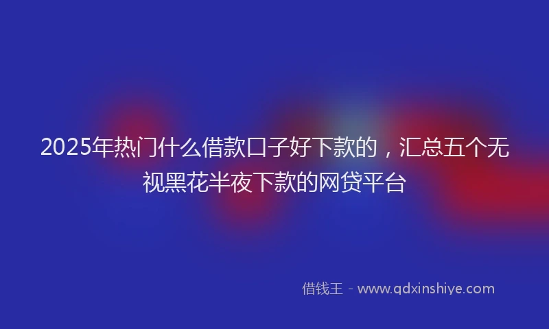 2025年热门什么借款口子好下款的，汇总五个无视黑花半夜下款的网贷平台