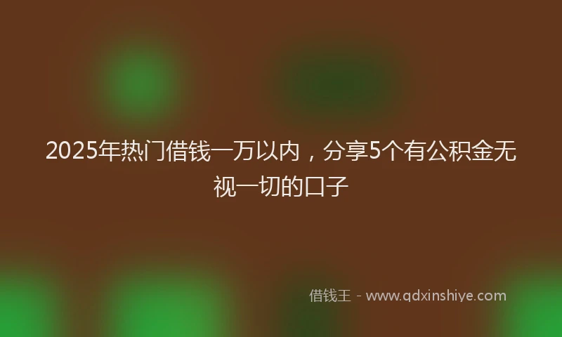 2025年热门借钱一万以内，分享5个有公积金无视一切的口子