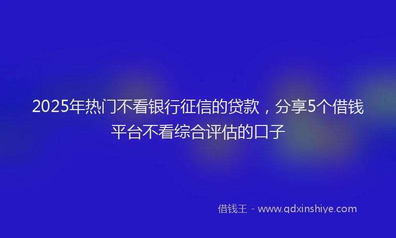 2025年热门不看银行征信的贷款，分享5个借钱平台不看综合评估的口子