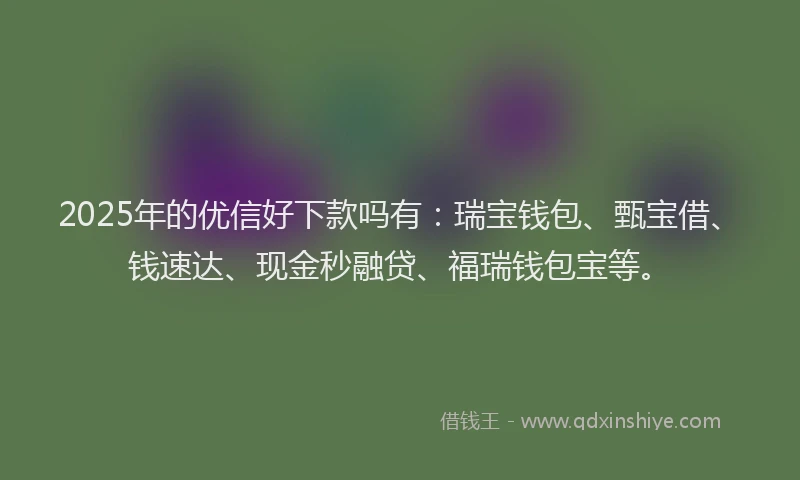 2025年的优信好下款吗有：瑞宝钱包、甄宝借、钱速达、现金秒融贷、福瑞钱包宝等。