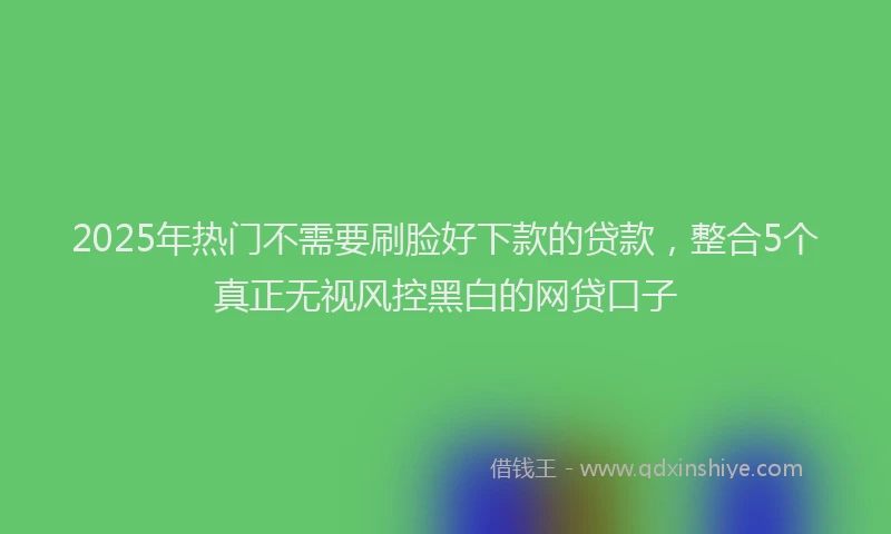 2025年热门不需要刷脸好下款的贷款，整合5个真正无视风控黑白的网贷口子