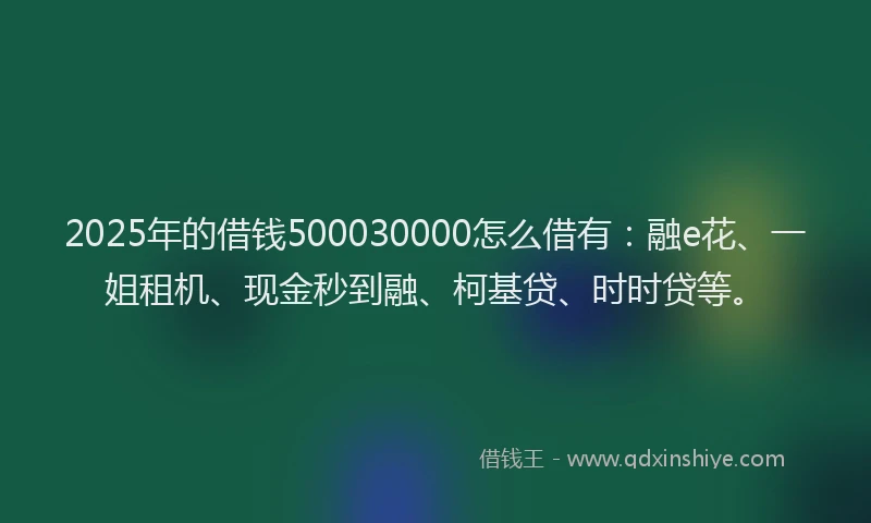 2025年的借钱500030000怎么借有：融e花、一姐租机、现金秒到融、柯基贷、时时贷等。