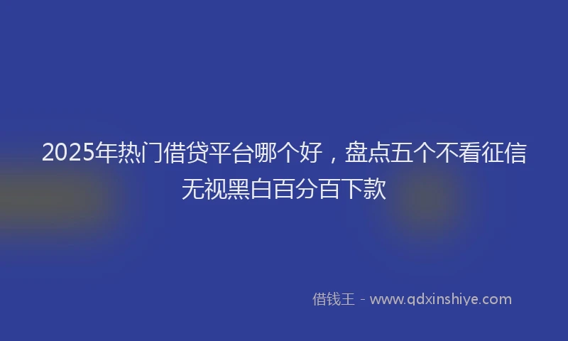 2025年热门借贷平台哪个好，盘点五个不看征信无视黑白百分百下款