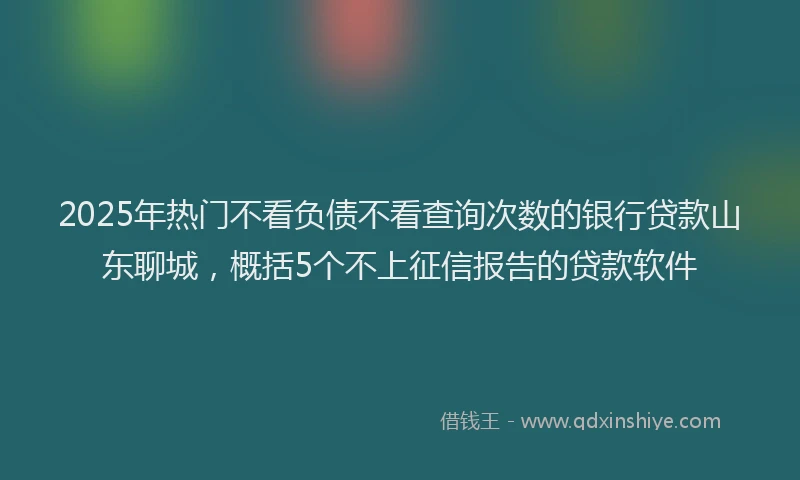 2025年热门不看负债不看查询次数的银行贷款山东聊城，概括5个不上征信报告的贷款软件