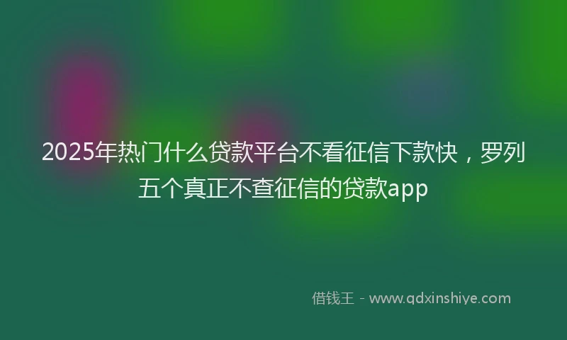 2025年热门什么贷款平台不看征信下款快,罗列五个真正不查征信的贷款app
