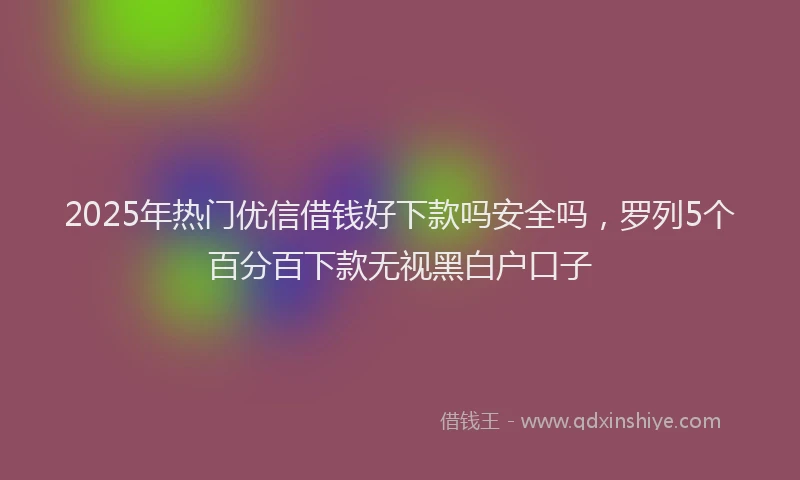 2025年热门优信借钱好下款吗安全吗，罗列5个百分百下款无视黑白户口子