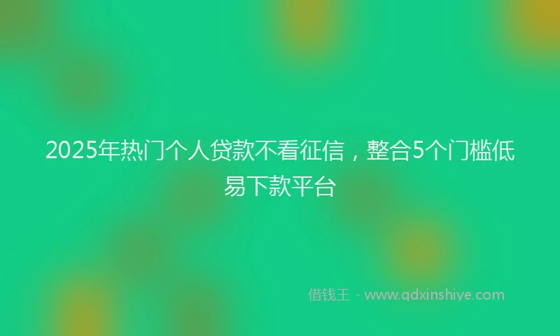 2025年热门个人贷款不看征信，整合5个门槛低易下款平台