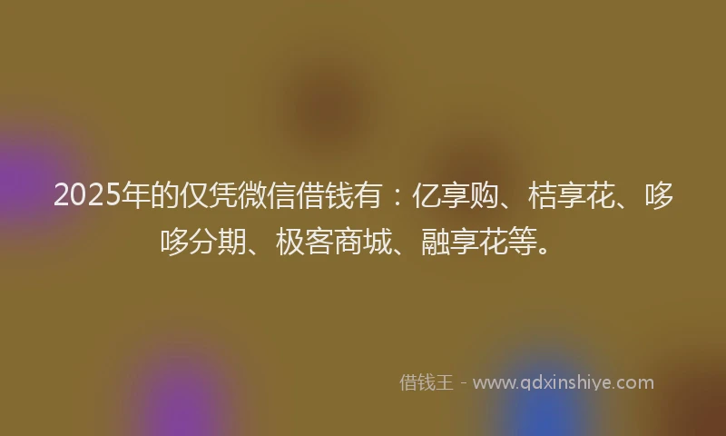 2025年的仅凭微信借钱有：亿享购、桔享花、哆哆分期、极客商城、融享花等。