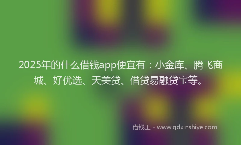 2025年的什么借钱app便宜有：小金库、腾飞商城、好优选、天美贷、借贷易融贷宝等。