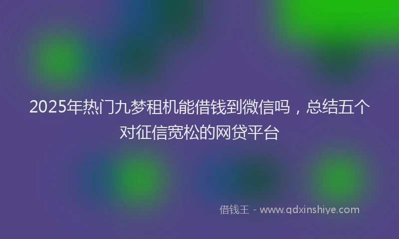 2025年热门九梦租机能借钱到微信吗，总结五个对征信宽松的网贷平台