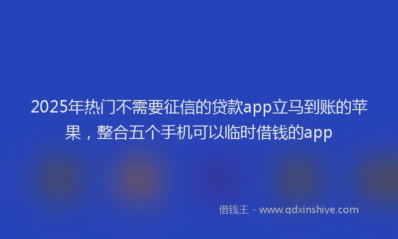2025年热门不需要征信的贷款app立马到账的苹果，整合五个手机可以临时借钱的app