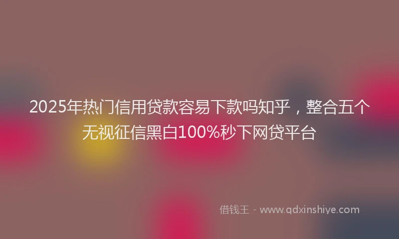 2025年热门信用贷款容易下款吗知乎，整合五个无视征信黑白100%秒下网贷平台