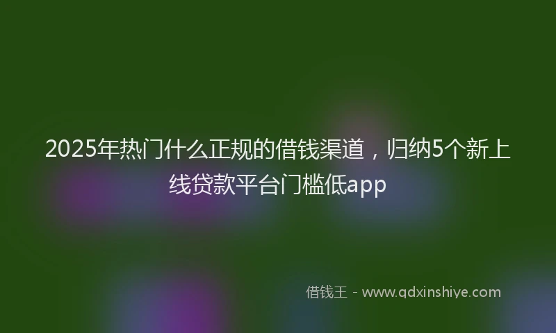 2025年热门什么正规的借钱渠道，归纳5个新上线贷款平台门槛低app