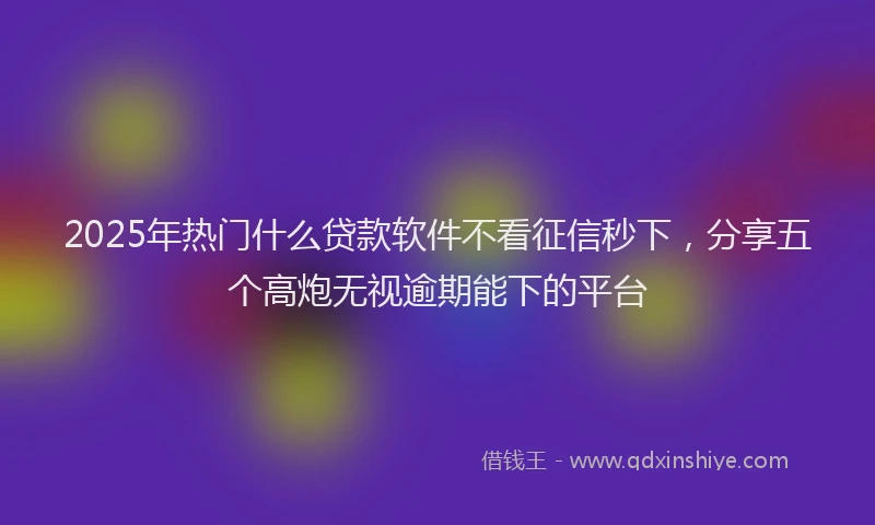 2025年热门什么贷款软件不看征信秒下，分享五个高炮无视逾期能下的平台