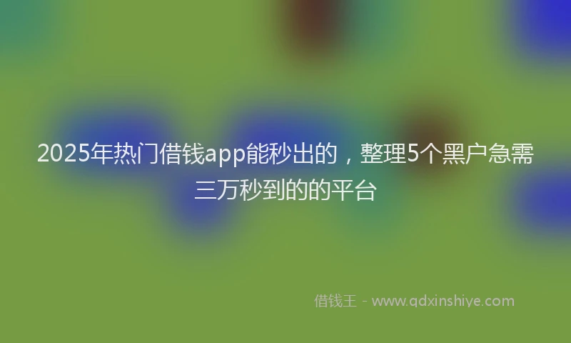 2025年热门借钱app能秒出的，整理5个黑户急需三万秒到的的平台