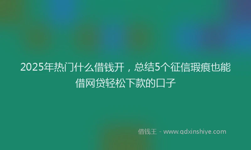 2025年热门什么借钱开，总结5个征信瑕疵也能借网贷轻松下款的口子