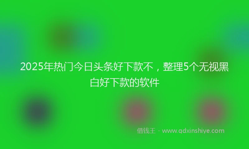 2025年热门今日头条好下款不，整理5个无视黑白好下款的软件