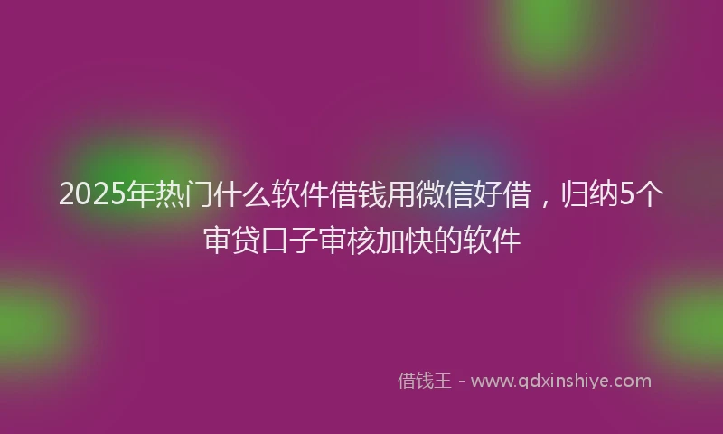 2025年热门什么软件借钱用微信好借，归纳5个审贷口子审核加快的软件
