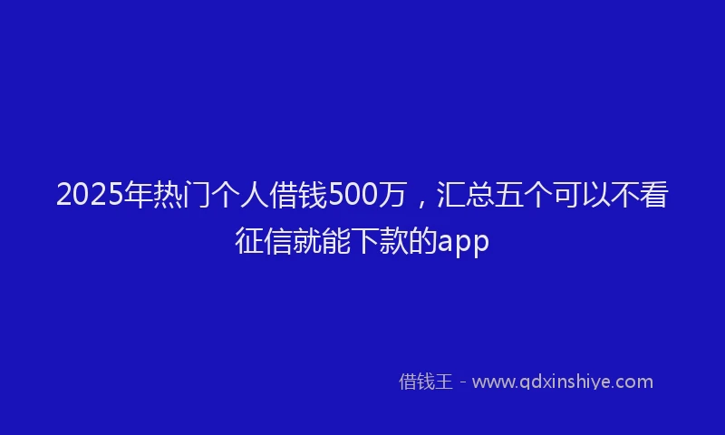 2025年热门个人借钱500万，汇总五个可以不看征信就能下款的app