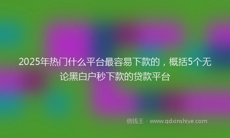 2025年热门什么平台最容易下款的，概括5个无论黑白户秒下款的贷款平台